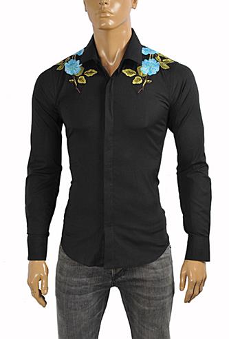 GUCCI Men’s Cotton Duke Embroidered Shirt with Flowers #366