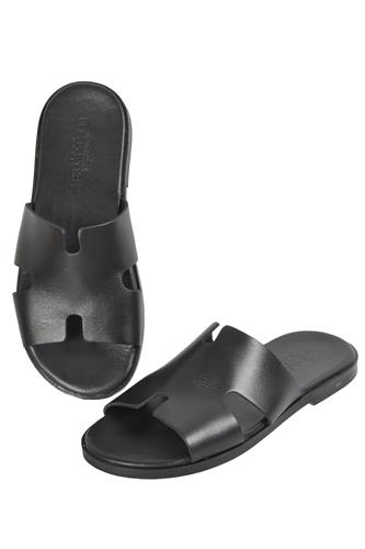 HERMES Mens Leather Sandals In Black 301