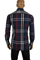 Mens Designer Clothes | BURBERRY Men's Button Up Dress Shirt In Navy Blue #139 View 2