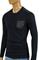 Mens Designer Clothes | PRADA Men's Long Sleeve Fitted Shirt In Navy Blue #88 View 3