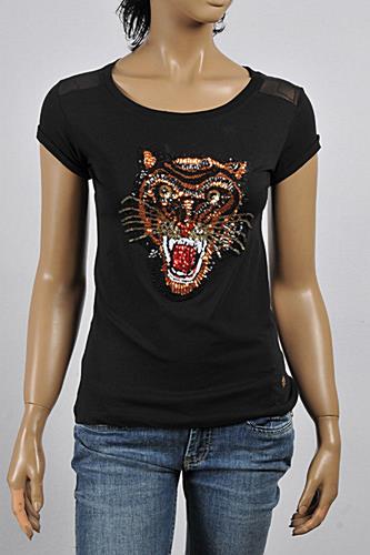 ROBERTO CAVALLI Ladies Angry Tiger Embroidery Top #175