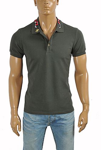 GUCCI Men’s cotton polo with Kingsnake embroidery #376