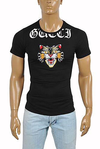GUCCI Cotton T-Shirt with Angry Black Cat Embroidery #214