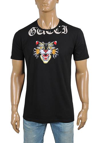 GUCCI T-Shirt Angry Black Cat Embroidery 214