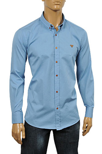Mens Designer Clothes | ARMANI JEANS Men’s Button Up Dress Shirt In Blue #233