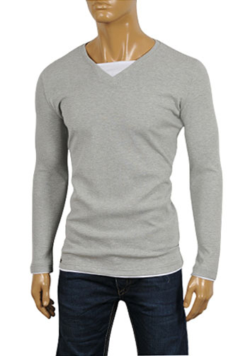 Mens Designer Clothes | EMPORIO ARMANI Men's Cotton Long Sleeve Shirt #214