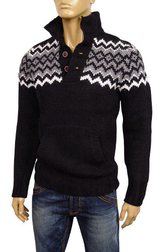 Mens Designer Clothes | EMPORIO ARMANI Mens Polo Style Warm Sweater #114