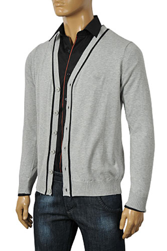 Mens Designer Clothes | ARMANI JEANS Men's V-Neck Button Up Sweater #140