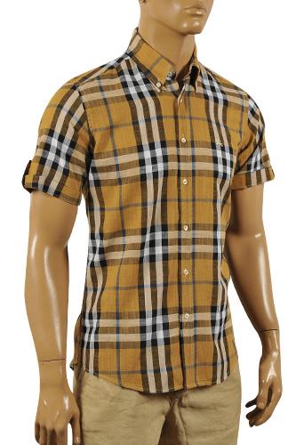 Mens Designer Clothes | BURBERRY Men's Short Sleeve Button Up Shirt #158