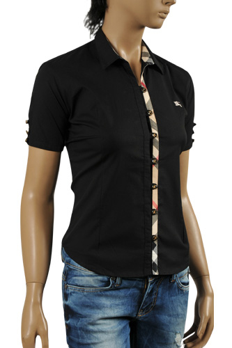 Womens Designer Clothes | BURBERRY Ladies’ Short Sleeve Button Up Shirt #154