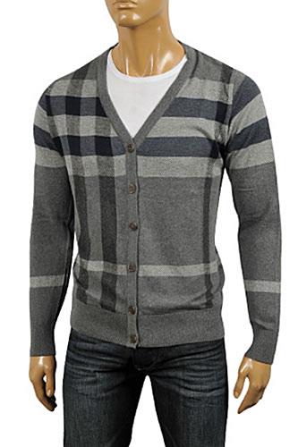 Mens Designer Clothes | BURBERRY Men's V-Neck Button Up Sweater #173