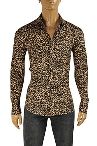 Mens Designer Clothes | ROBERTO CAVALLI Leopard Men's Dress Shirt #331