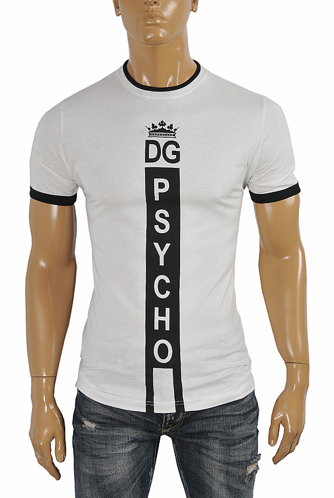 Mens Designer Clothes | DOLCE & GABBANA men's tee shirt with front print in white 258