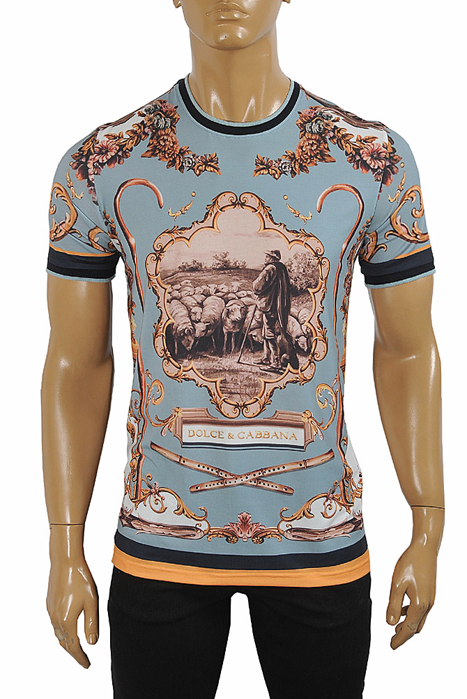 Mens Designer Clothes | DOLCE & GABBANA Cotton T-Shirt With Shepherd Print 270