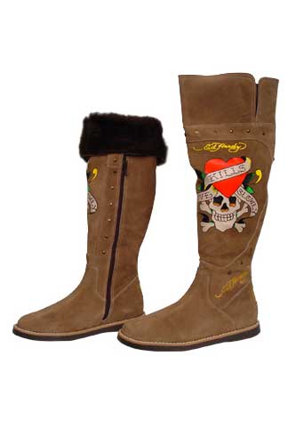Designer Clothes Shoes | Ed Hardy Ladies High Leather Winter Shoes #108