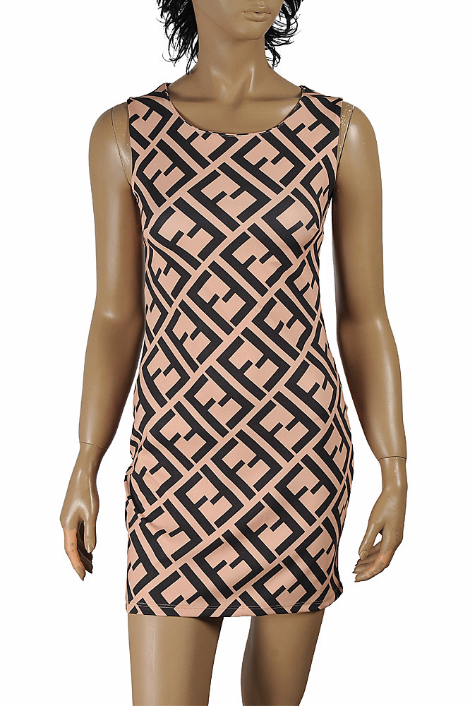 Womens Designer Clothes | FENDI sleeveless dress with logo print 29