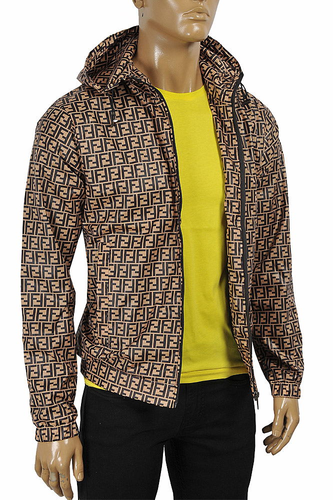 Mens Designer Clothes | FENDI Men's Hooded Windbreaker Jacket #3