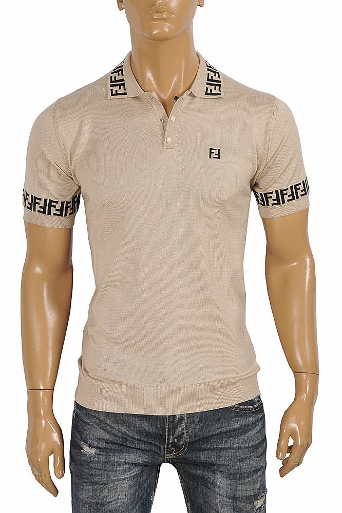 Mens Designer Clothes | FENDI men’s polo shirt, FF print 44