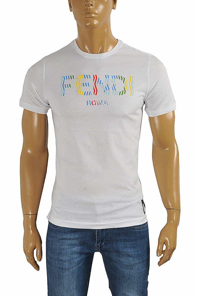 Mens Designer Clothes | FENDI men's cotton T-shirt with front print #23