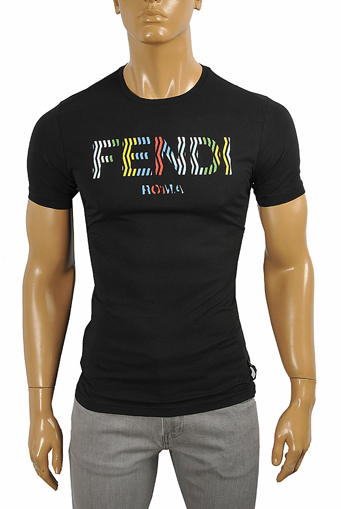 Mens Designer Clothes FENDI Men s Cotton T shirt With Front Print 24