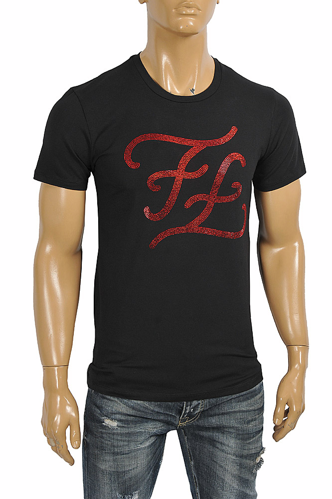 Mens Designer Clothes | FENDI men's cotton t-shirt with front print 37