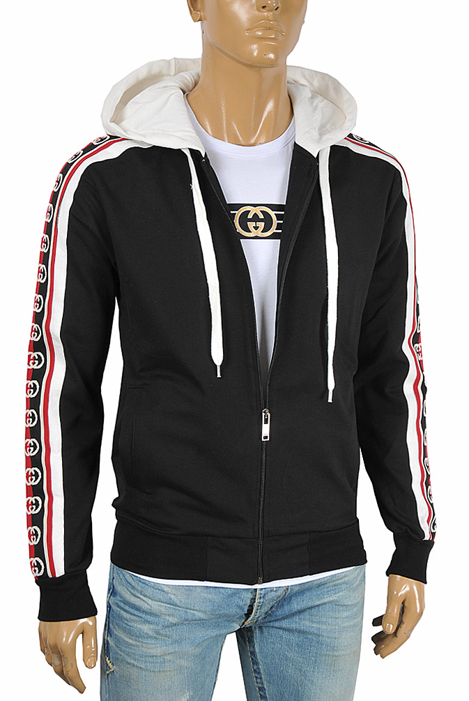 Mens Designer Clothes | GUCCI men's cotton hoodie with signature ...