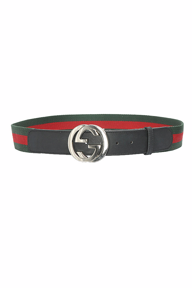 Mens Designer Clothes | GUCCI GG Unisex buckle belt with red and green ...