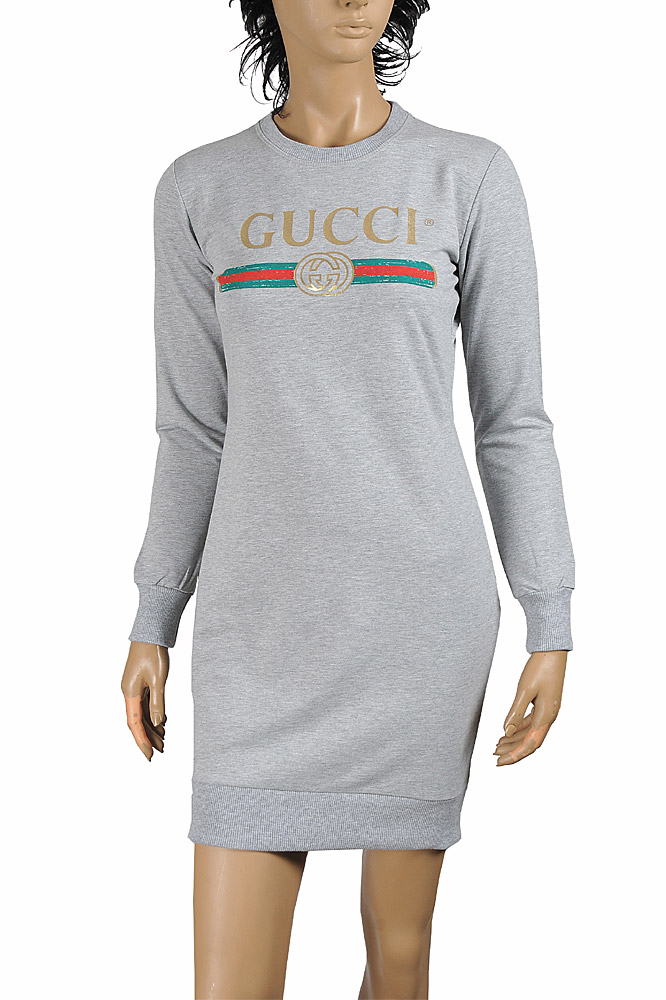 Womens Designer Clothes | GUCCI knitted long dress with front dragonfly appliqué 396