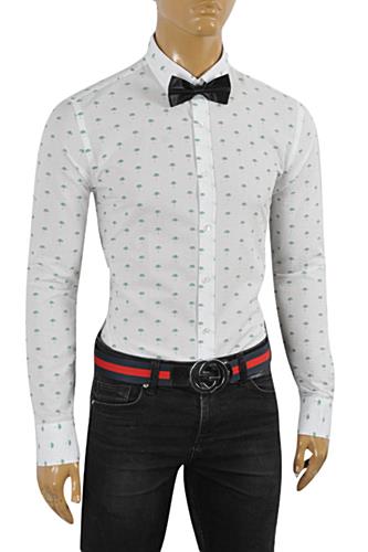 Mens Designer Clothes | GUCCI Men's Button Front Dress Shirt #0354