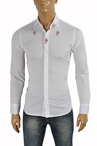 Mens Designer Clothes | GUCCI Men’s Dress Shirt Embroidered with Snakes #372