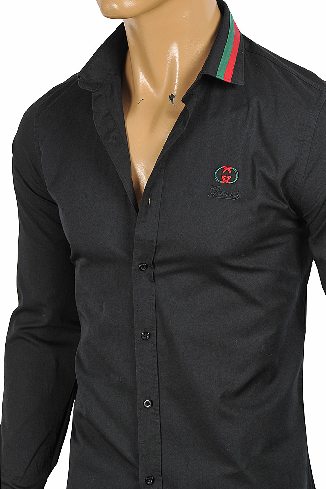 Mens Designer Clothes | GUCCI men’s dress shirt embroidered with logo 398