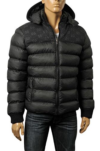 Mens Designer Clothes | GUCCI Men's Hooded Warm Jacket In Black #139