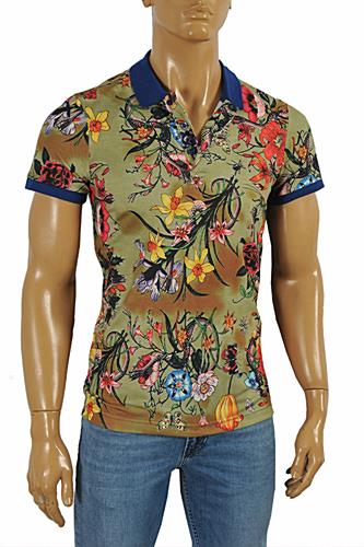 Mens Designer Clothes | GUCCI Men’s Flora Snake print polo shirt #381