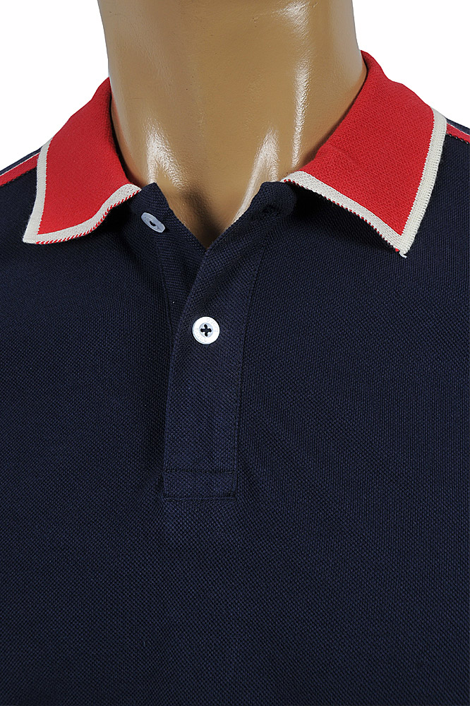 Mens Designer Clothes | GUCCI men’s cotton polo with GUCCI stripe navy ...