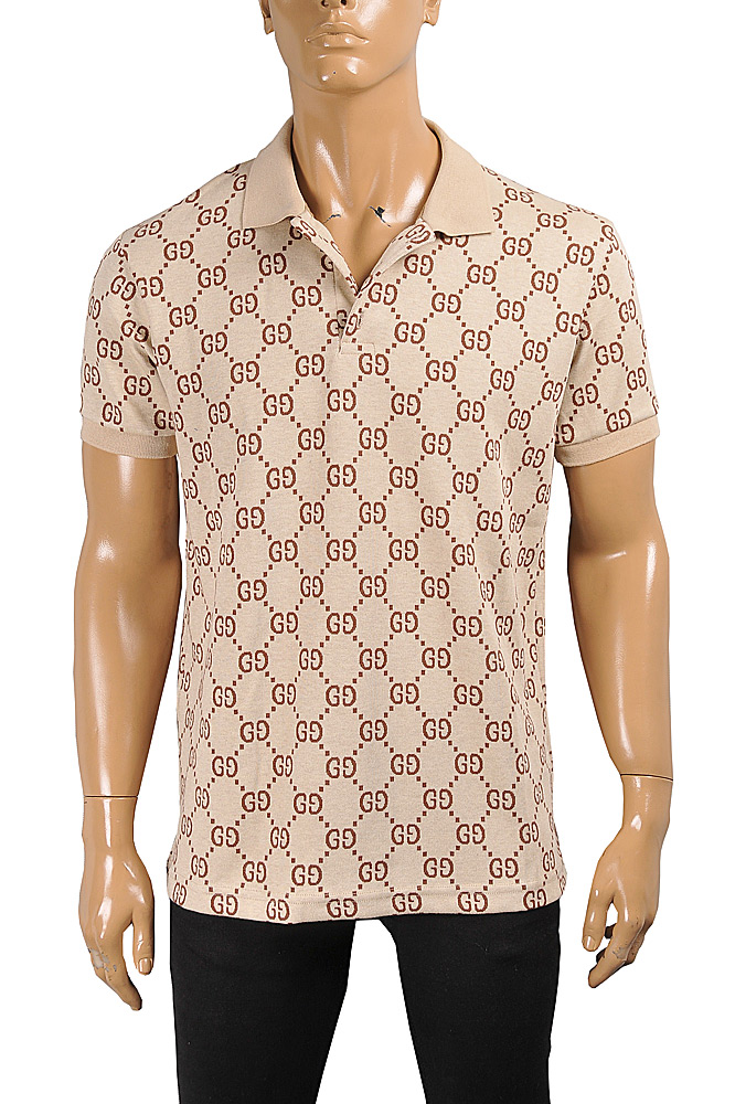 Mens Designer Clothes | GUCCI men’s cotton polo with signature interlocking GG logo 425