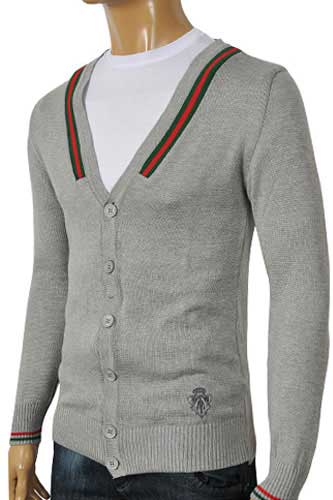 Mens Designer Clothes | GUCCI Men's V-Neck Button Up Sweater #48