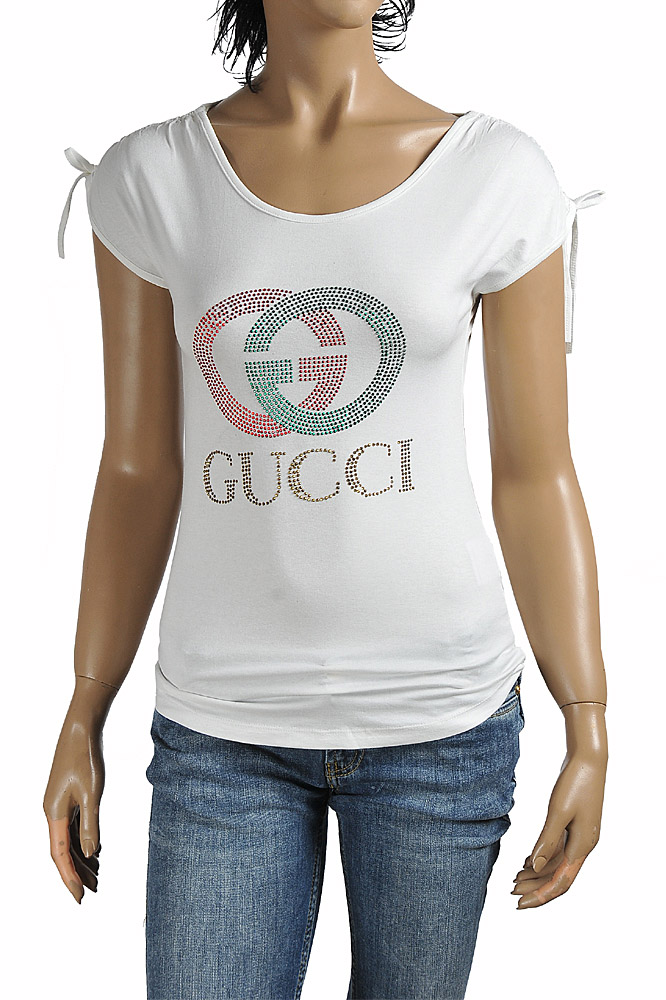 Womens Designer Clothes | GUCCI women’s t-shirt with GG logo appliqué 265