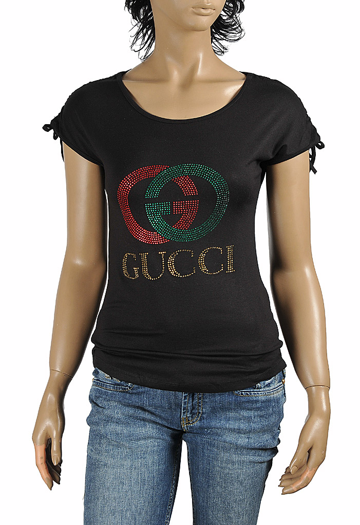 Womens Designer Clothes | GUCCI women’s t-shirt with GG logo appliqué 266