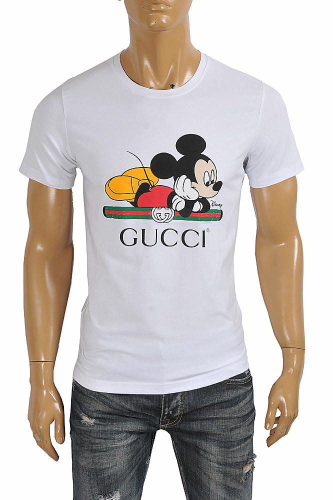 Mens Designer Clothes | DISNEY x GUCCI men’s T-shirt with front vintage logo 273
