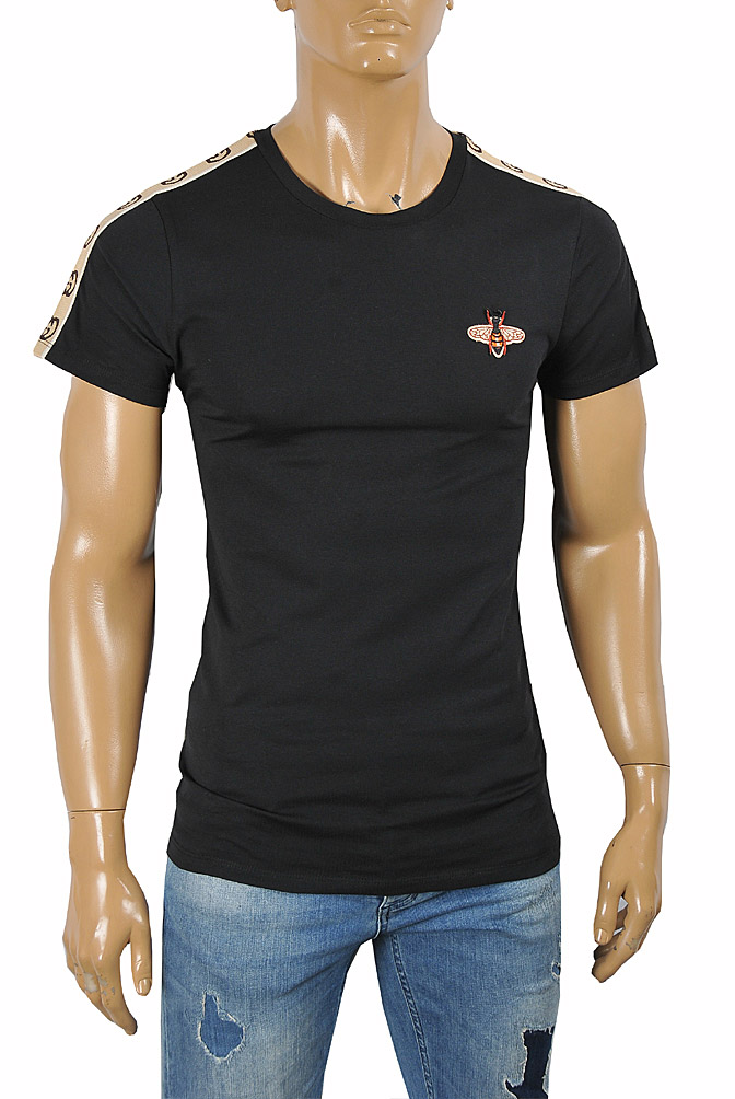 Mens Designer Clothes | GUCCI Men’s cotton t-shirt with Bee appliqué 279