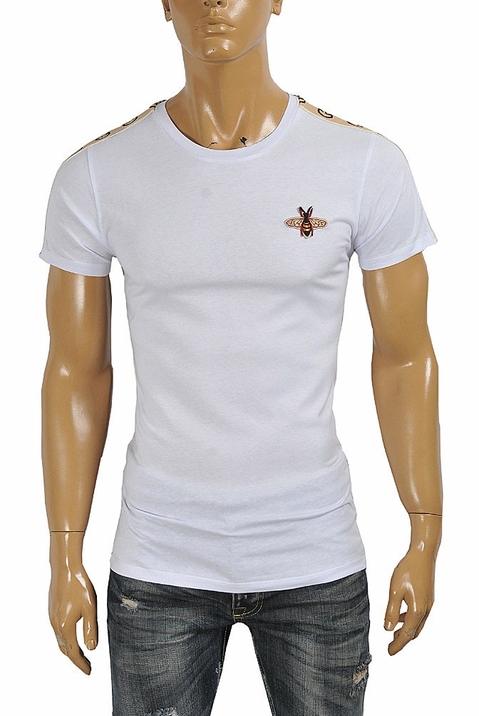 Mens Designer Clothes | GUCCI Men’s cotton t-shirt with Bee appliqué 280