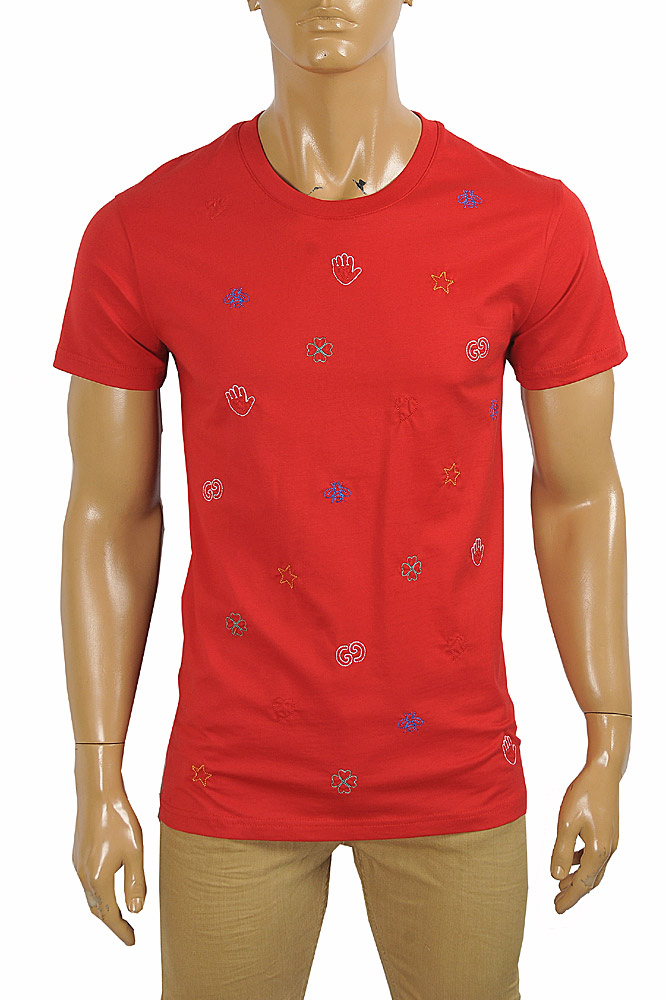 Mens Designer Clothes | GUCCI cotton t-shirt with symbols embroidery 300