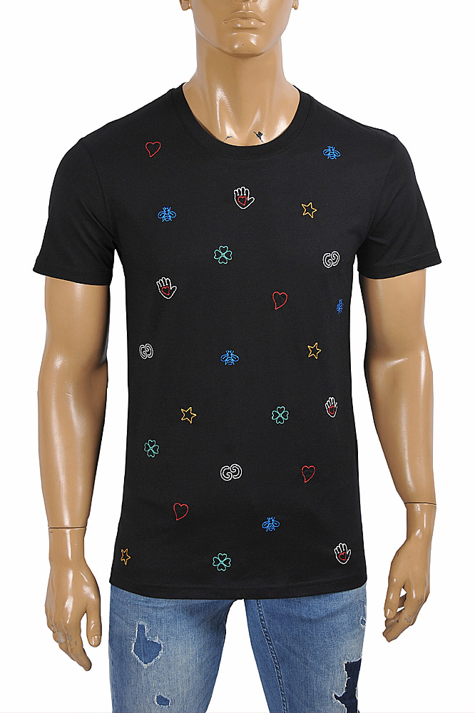 Mens Designer Clothes | GUCCI cotton t-shirt with symbols embroidery 301