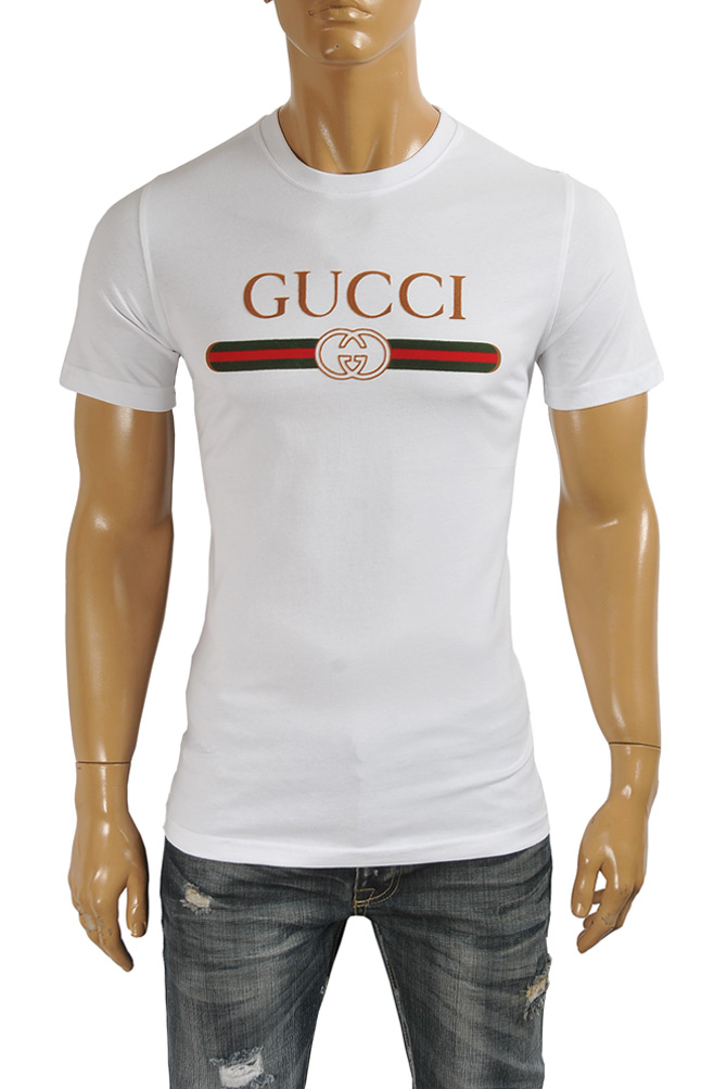 Mens Designer Clothes | GUCCI men T-shirt with front logo print 318