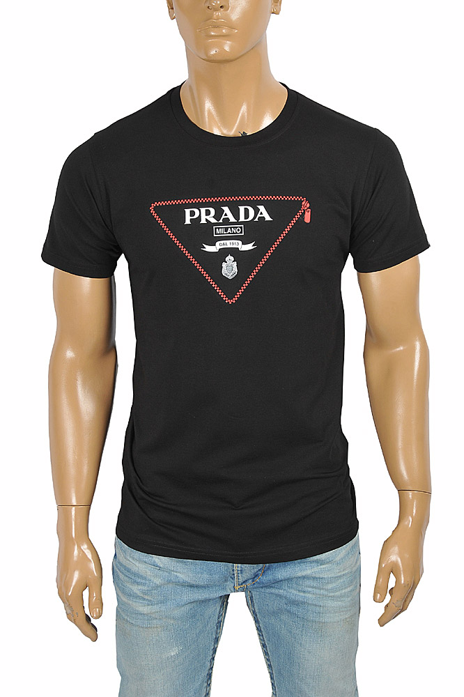 Mens Designer Clothes | PRADA Men's t-shirt with front logo print 116