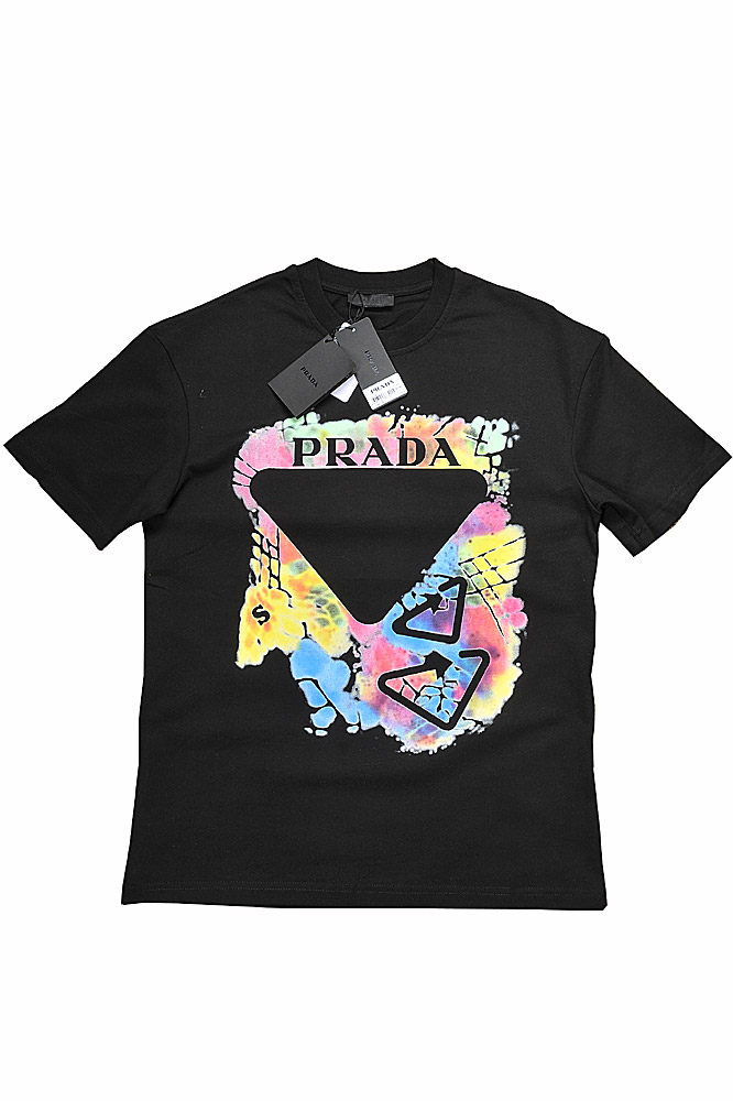 Mens Designer Clothes | PRADA Men's t-shirt with front logo print 119