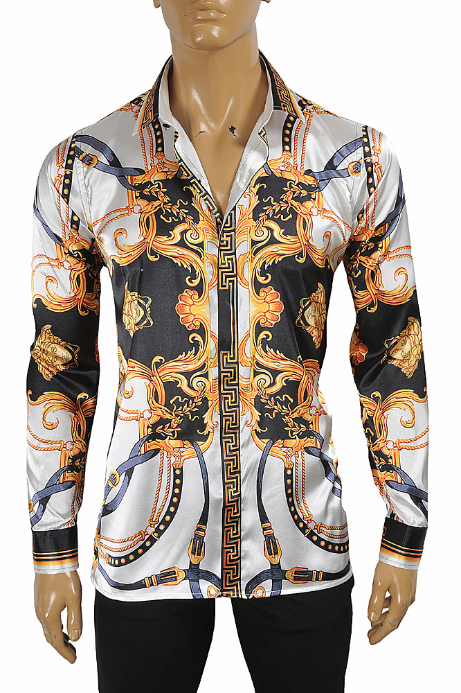 Mens Designer Clothes | VERSACE amplified-print dress shirt 188