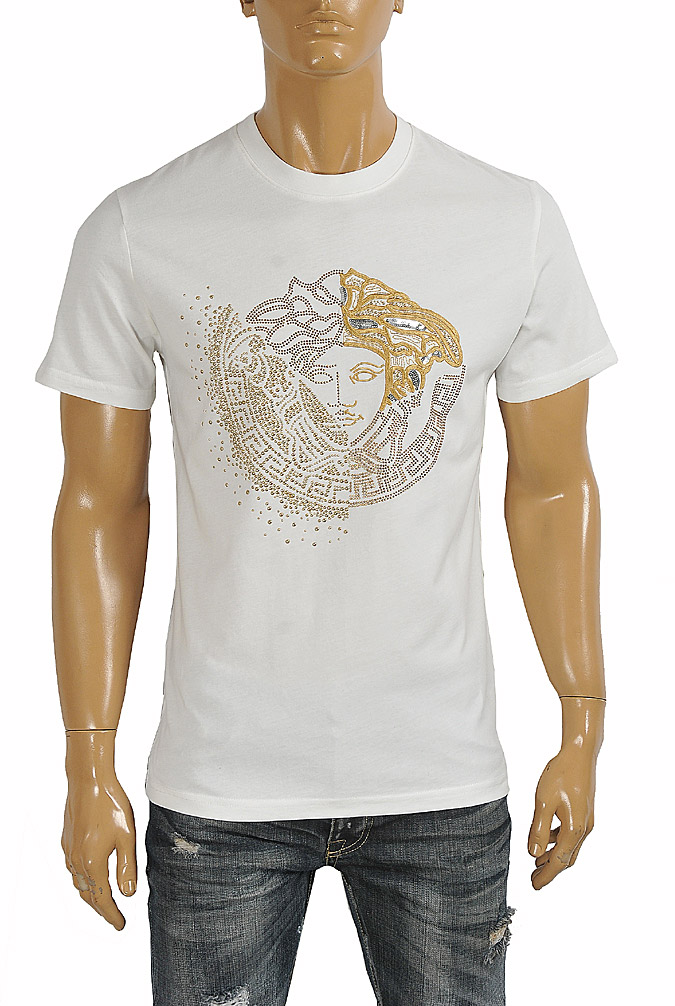 Mens Designer Clothes | VERSACE men's t-shirt with front medusa print 115