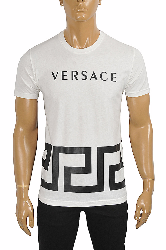 Mens Designer Clothes | VERSACE men's t-shirt with front logo print 122