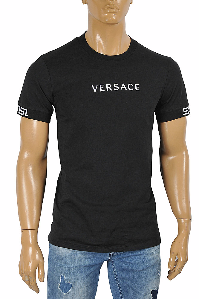 Mens Designer Clothes | VERSACE men's t-shirt with front logo 